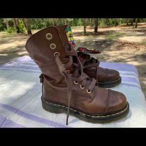 Dr. Martens Combat Boots with floral lining